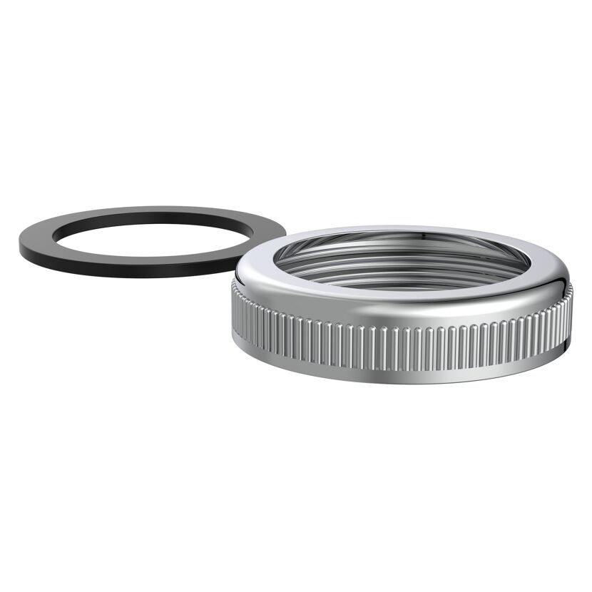 Rändelmutter verchromt 1 1/4", mit Dichtung
