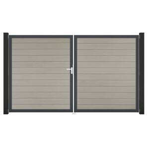 Doppeltor 'Solid' BPC/Aluminium DIN rechts sandfarben/anthrazit 300 x 180 cm