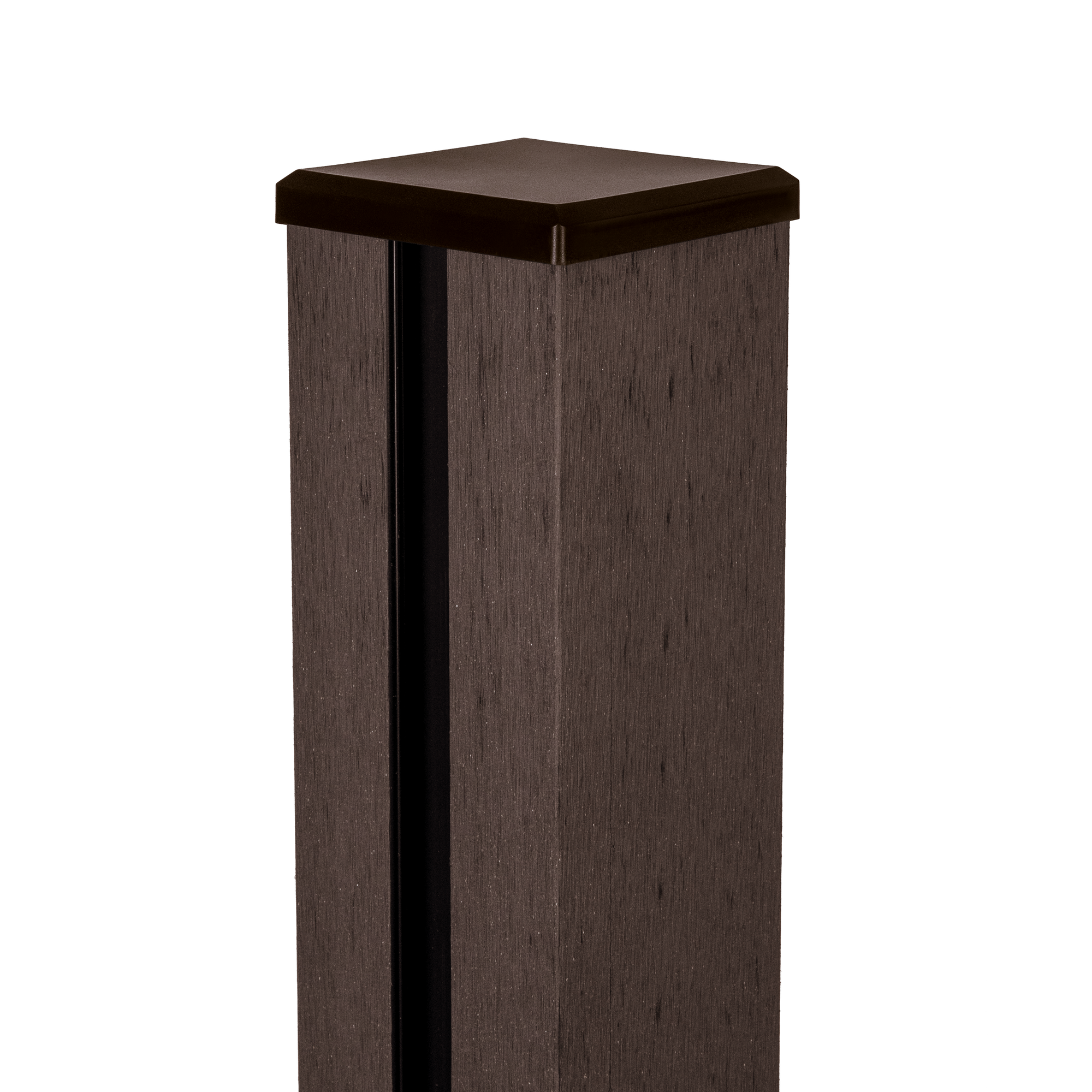 Pfosten Steckzaun 'Solid' BPC/Stahl Erdbraun 10 x 10 x 240 cm