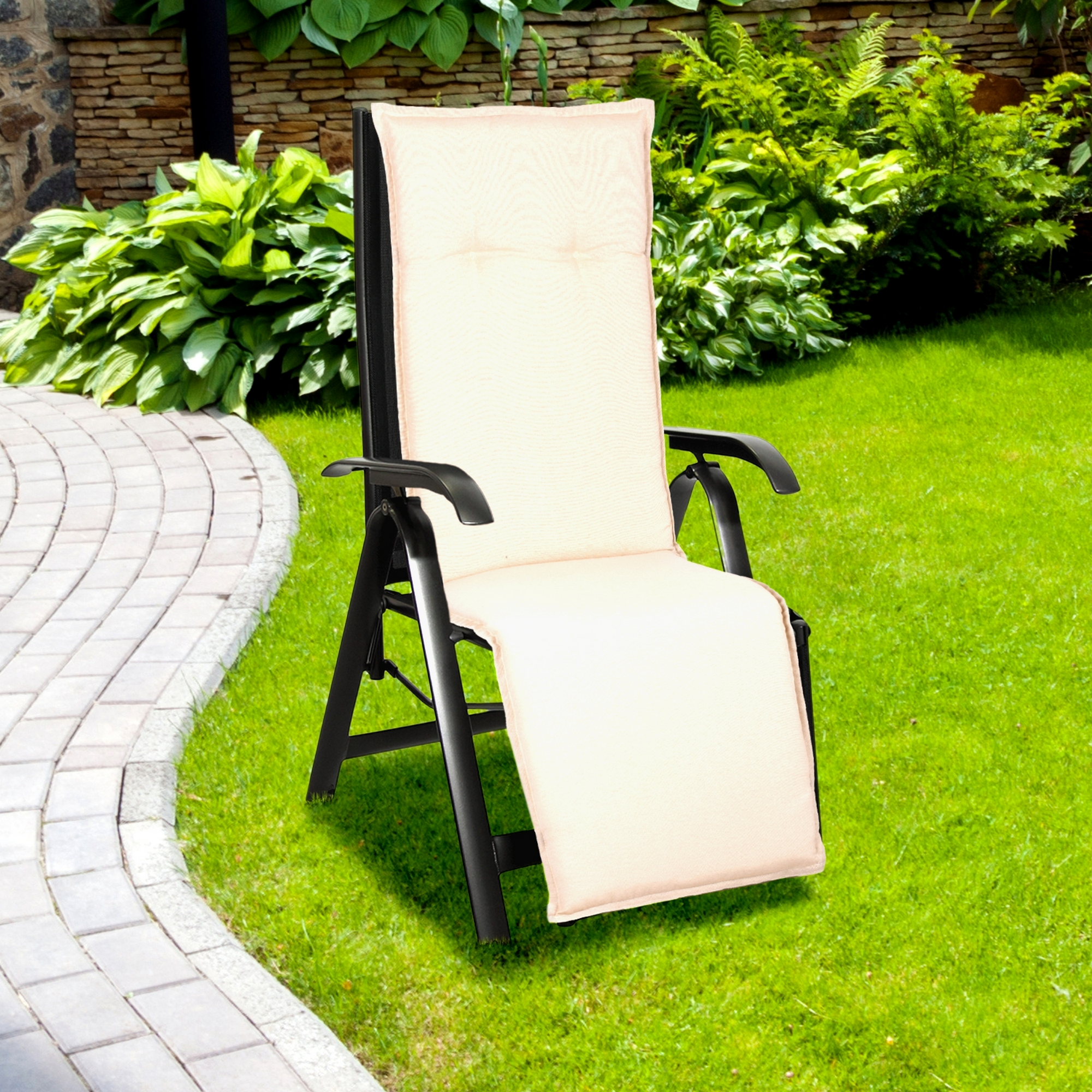 Relaxstuhl-Auflage 'Turin' beige 46 x 171 x 8 cm