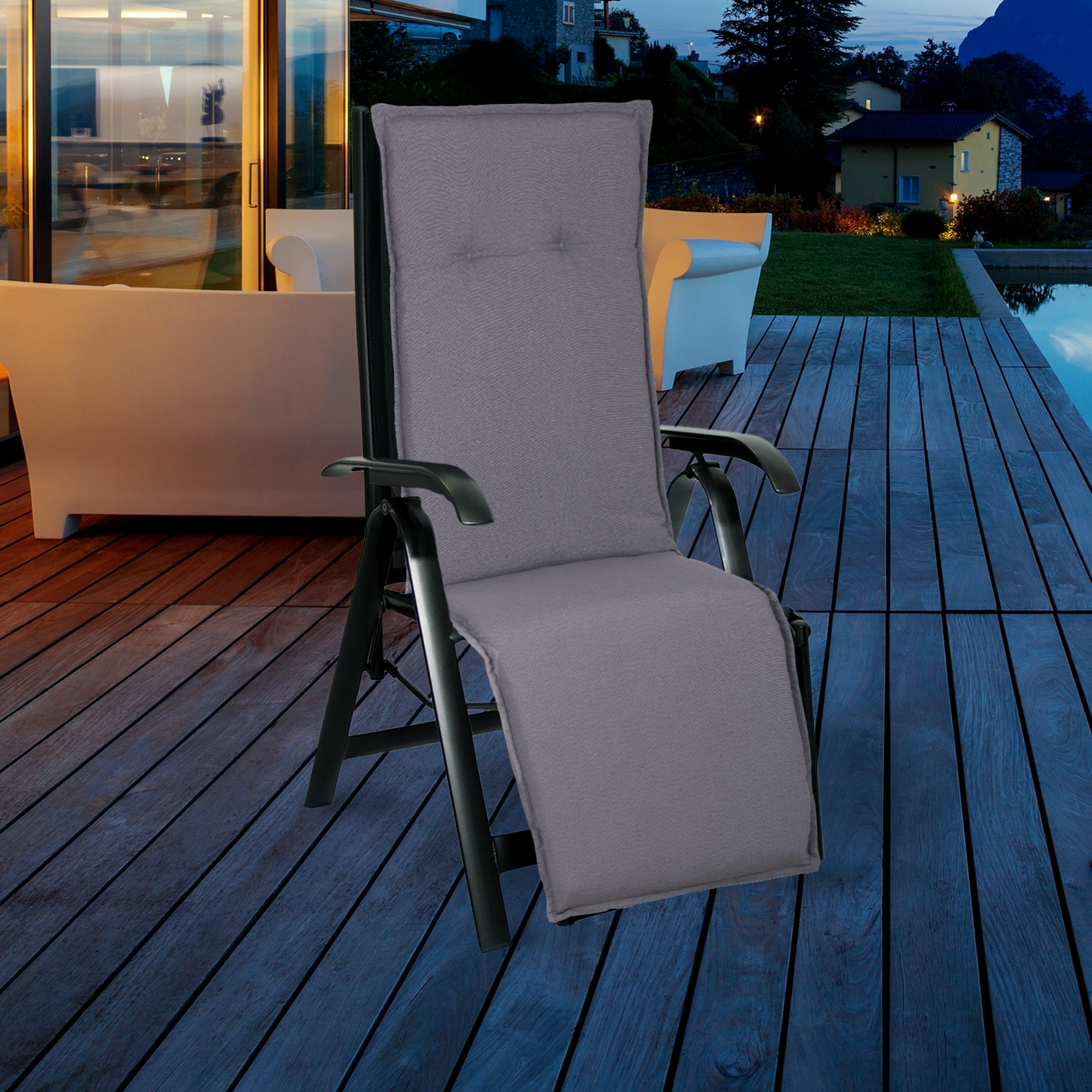Relaxstuhl-Auflage 'Turin' hellgrau 46 x 171 x 8 cm