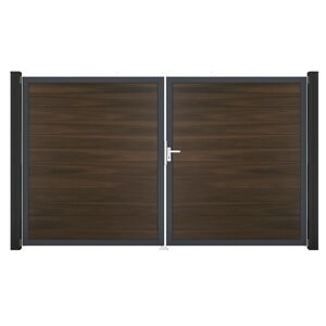 Doppeltor 'Solid' DIN rechts walnussfarben/anthrazit 300 x 180 cm