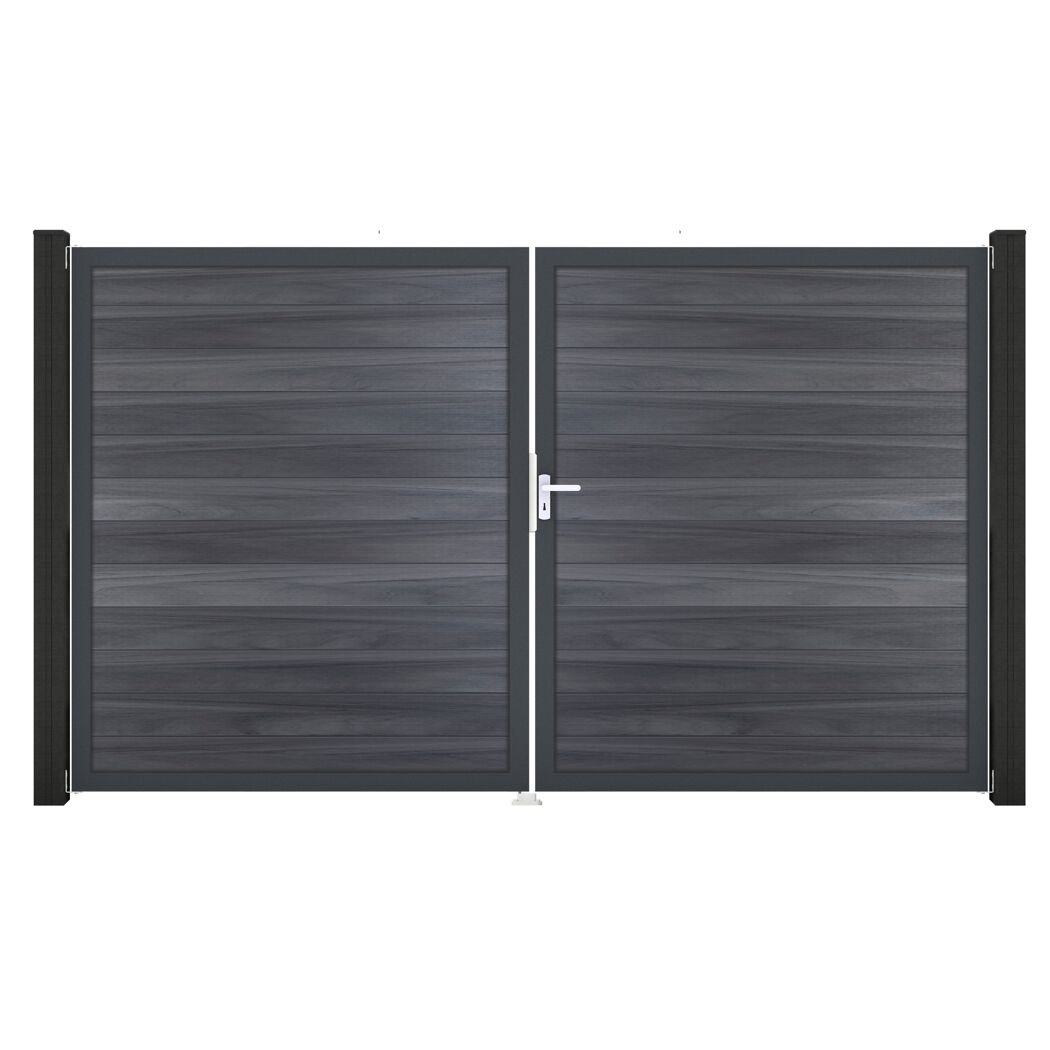 Doppeltor 'Solid' BPC/Aluminium DIN rechts steingrau/anthrazit 300 x 180 cm