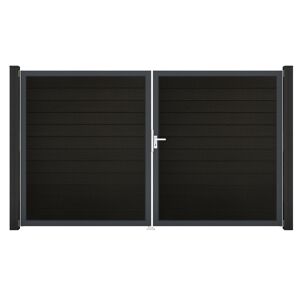 Doppeltor 'Solid' BPC/Aluminium DIN rechts schwarz/silber 300 x 180 cm