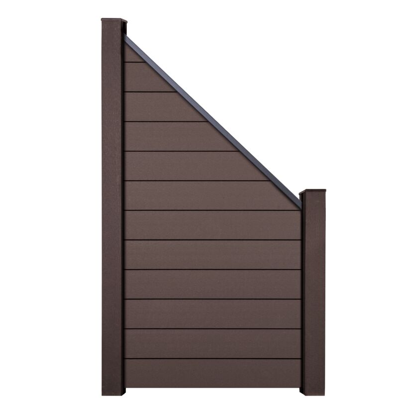 Steckzaun 'Solid' BPC schräg Erdbraun 90 x 180/90 cm