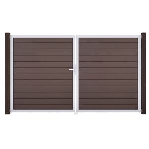 Doppeltor 'Solid' BPC/Aluminium DIN links braun/silber 300 x 180 cm