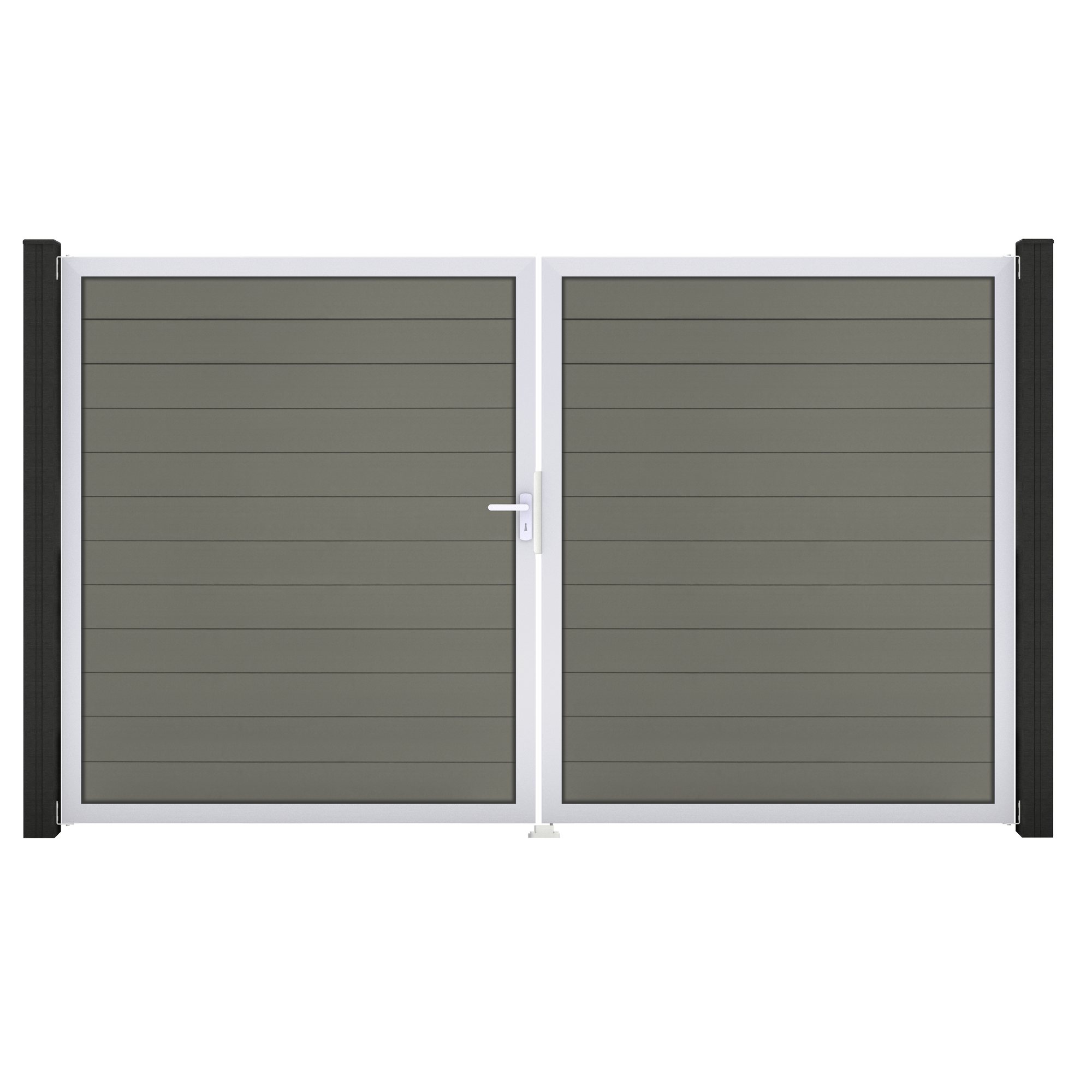 Doppeltor 'Solid' BPC/Aluminium DIN links grau/silber 300 x 180 cm