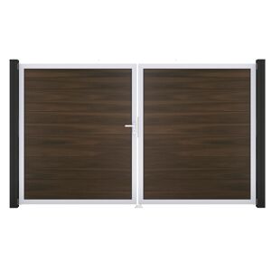 Doppeltor 'Solid' DIN links walnussfarben/silber 300 x 180 cm