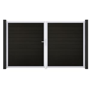Doppeltor 'Solid' BPC/Aluminium DIN links schwarz/silber 300 x 180 cm