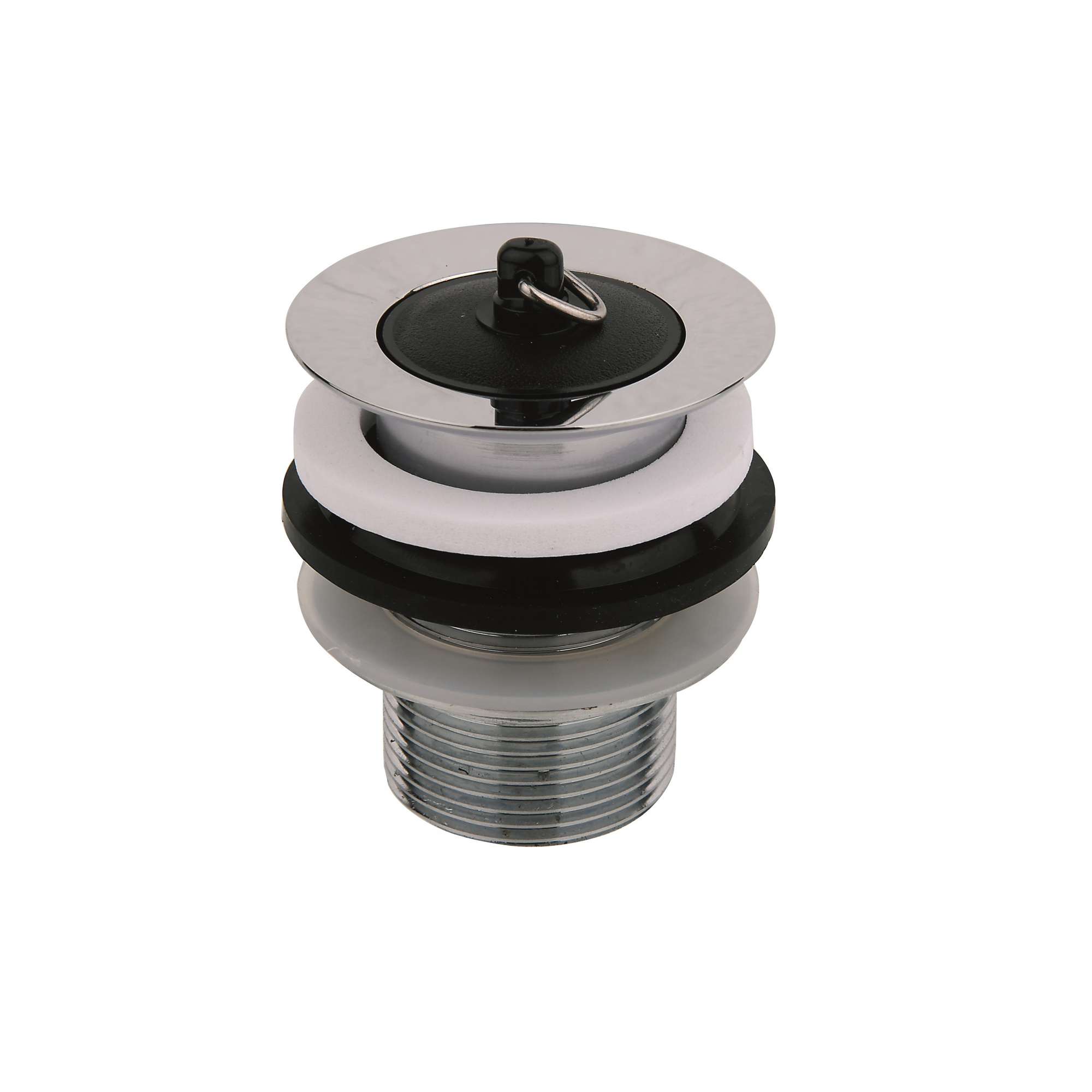 Schaftventil Messing verchromt 1 1/4" x 60 mm, mit Stopfen und Überlauf