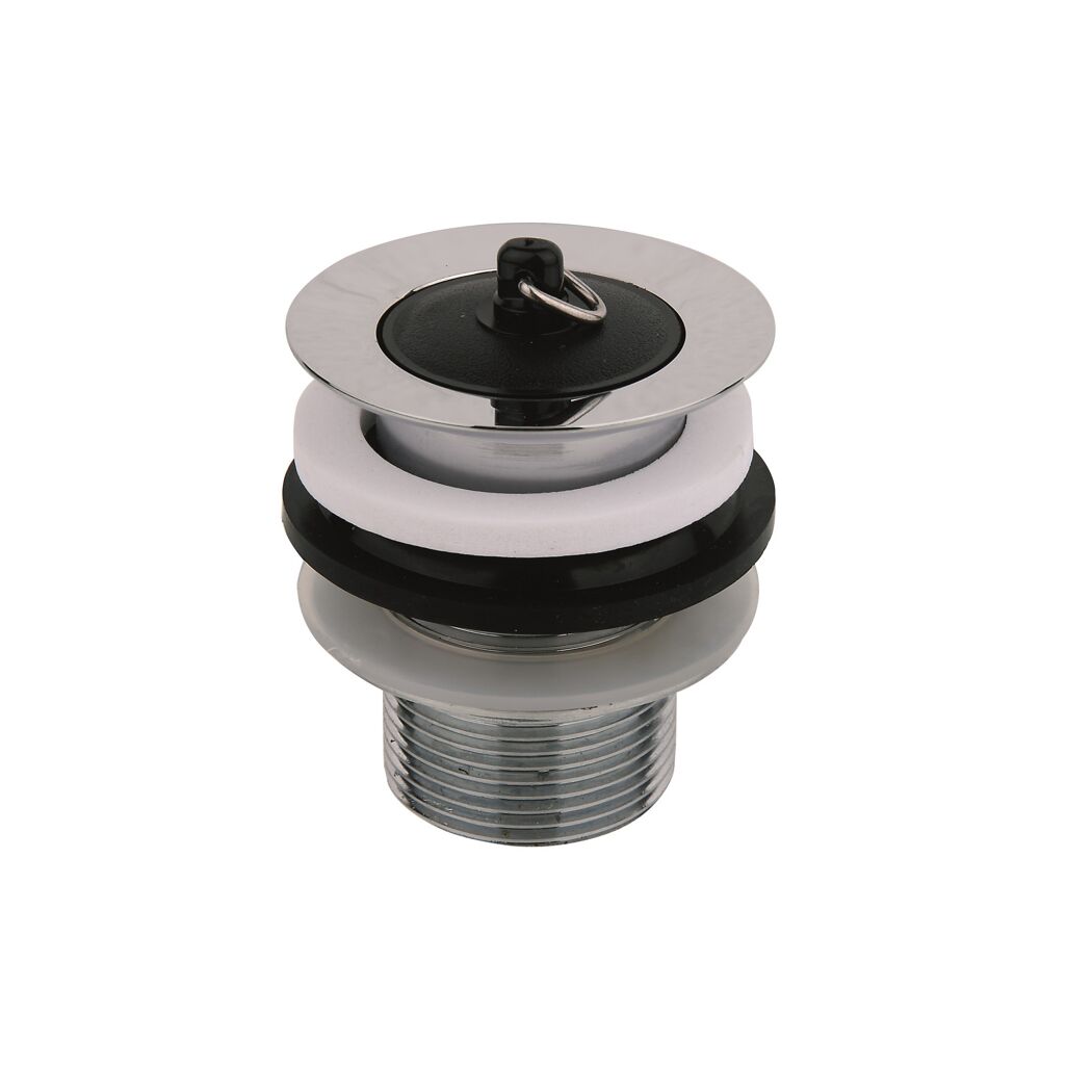 Schaftventil Messing verchromt 1 1/4" x 60 mm, mit Stopfen und Überlauf