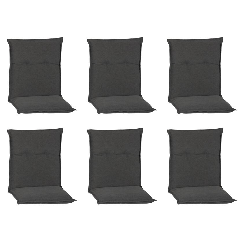 Niedriglehner-Auflagenset 'Tartu' anthrazit 46 x 98 x 6 cm 6 Stück