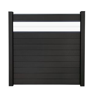 Steckzaun 'Solid' BPC mit 30 cm Glaseinsatz anthrazitgrau 180 x 180 cm