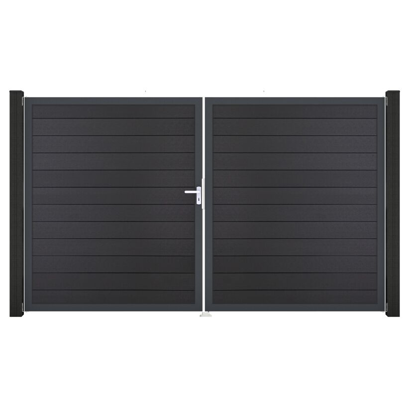Doppeltor 'Solid' BPC/Aluminium DIN links anthrazitgrau/anthrazit 300 x 180 cm
