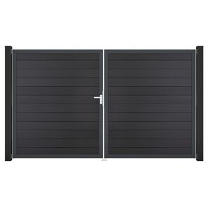 Doppeltor 'Solid' BPC/Aluminium DIN links anthrazitgrau/anthrazit 300 x 180 cm