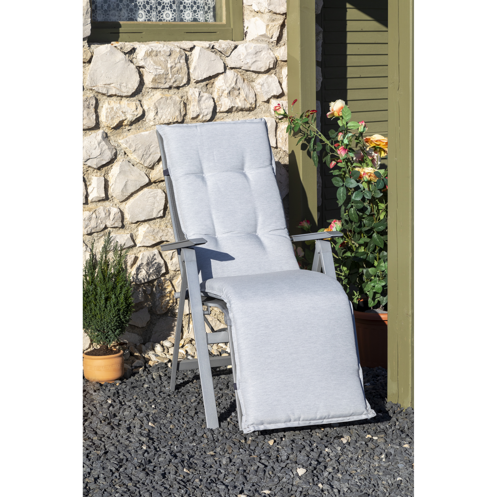Relaxstuhl-Auflage 'Barcelona' hellgrau 46 x 171 x 6 cm