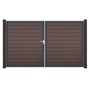 Doppeltor 'Solid' BPC/Aluminium DIN links braun/anthrazit 300 x 180 cm