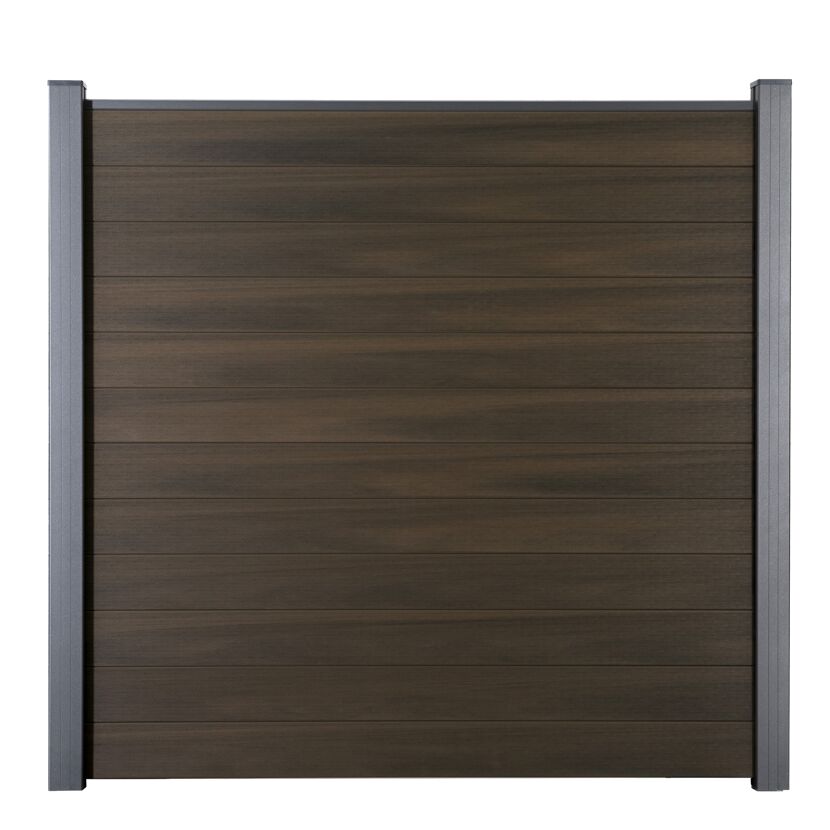 Steckzaun 'Solid' BPC Walnussfarben 180 x 180 cm