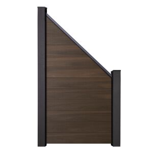 Steckzaun 'Solid' BPC schräg Walnussfarben 90 x 180/90 cm