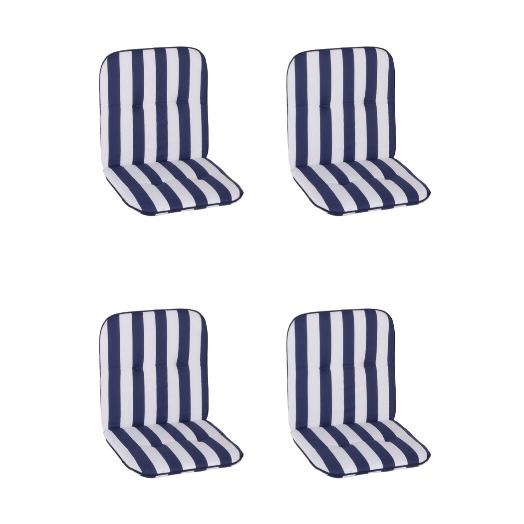 Niedriglehner-Auflagenset 'Elista' weiß/blau 47 x 96 x 5 cm 4 Stück