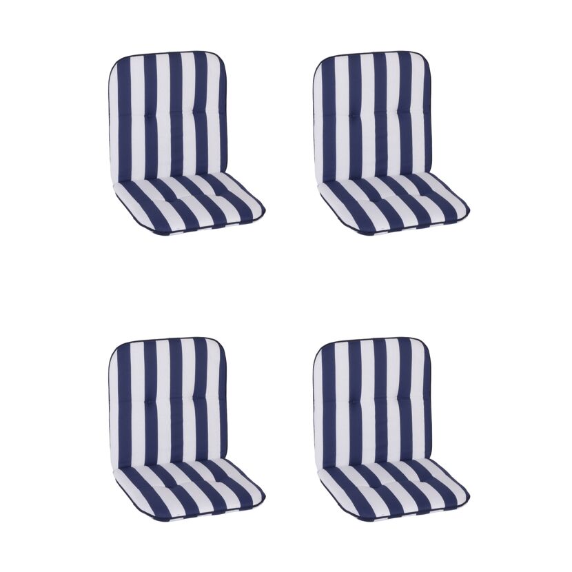 Niedriglehner-Auflagenset 'Elista' weiß/blau 47 x 96 x 5 cm 4 Stück