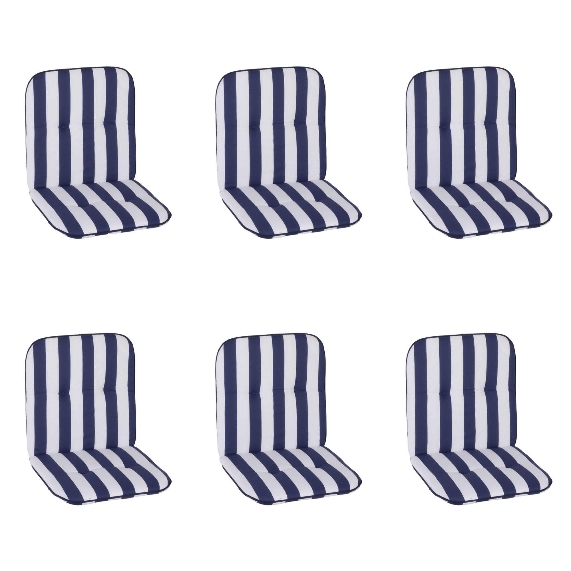 Niedriglehner-Auflagen-Set 'Bali' weiß/blau 47 x 96 x 5 cm 6 Stück