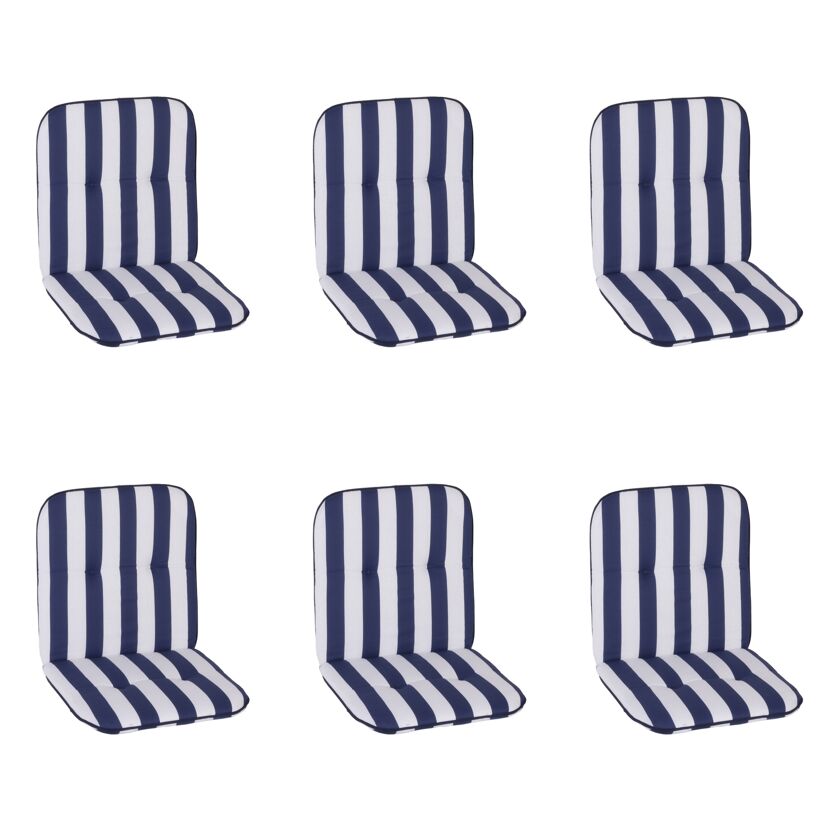Niedriglehner-Auflagenset 'Elista' weiß/blau 47 x 96 x 5 cm 6 Stück
