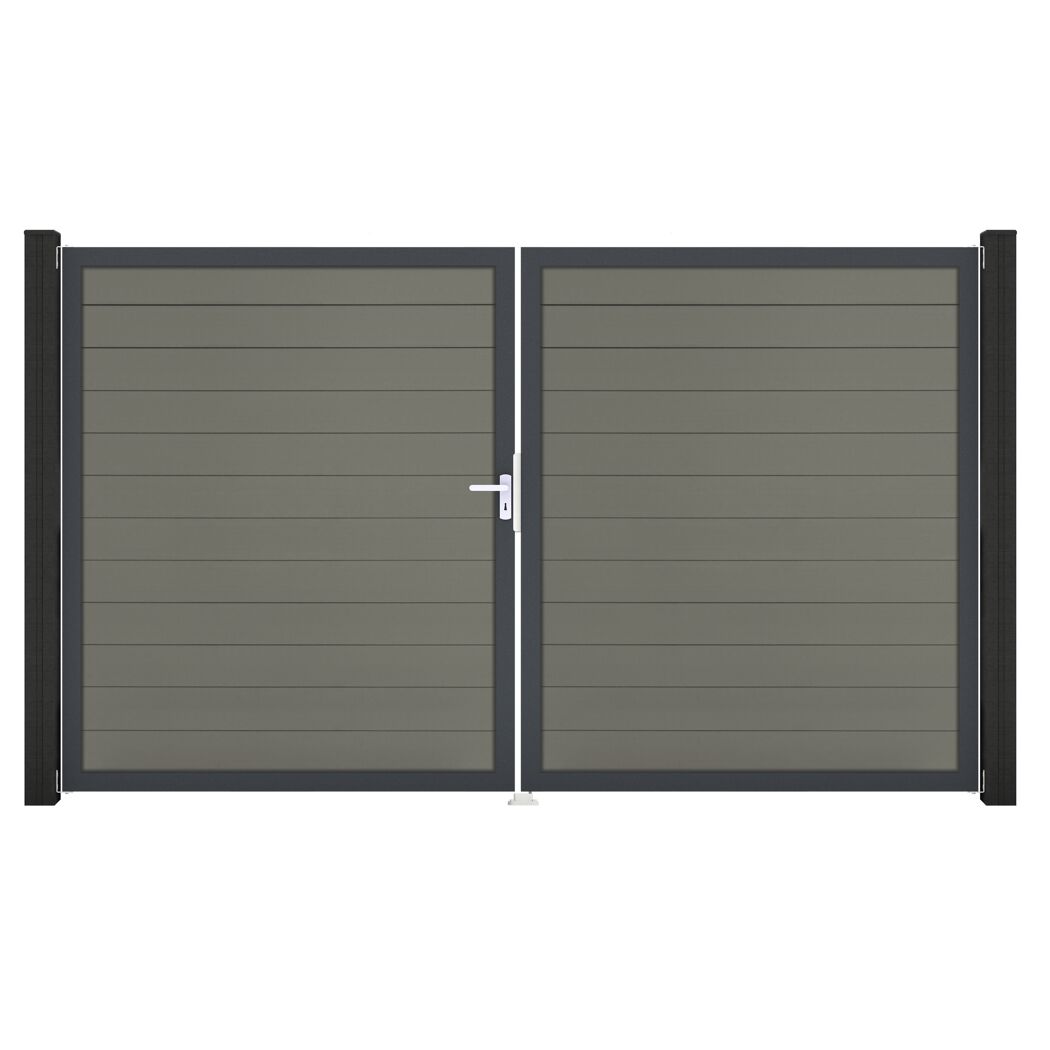 Doppeltor 'Solid' BPC/Aluminium DIN links grau/anthrazit 300 x 180 cm