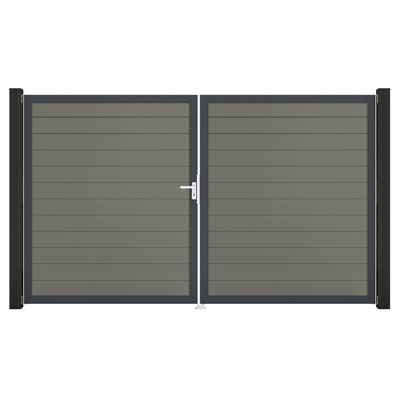 Doppeltor 'Solid' BPC/Aluminium DIN links grau/anthrazit 300 x 180 cm