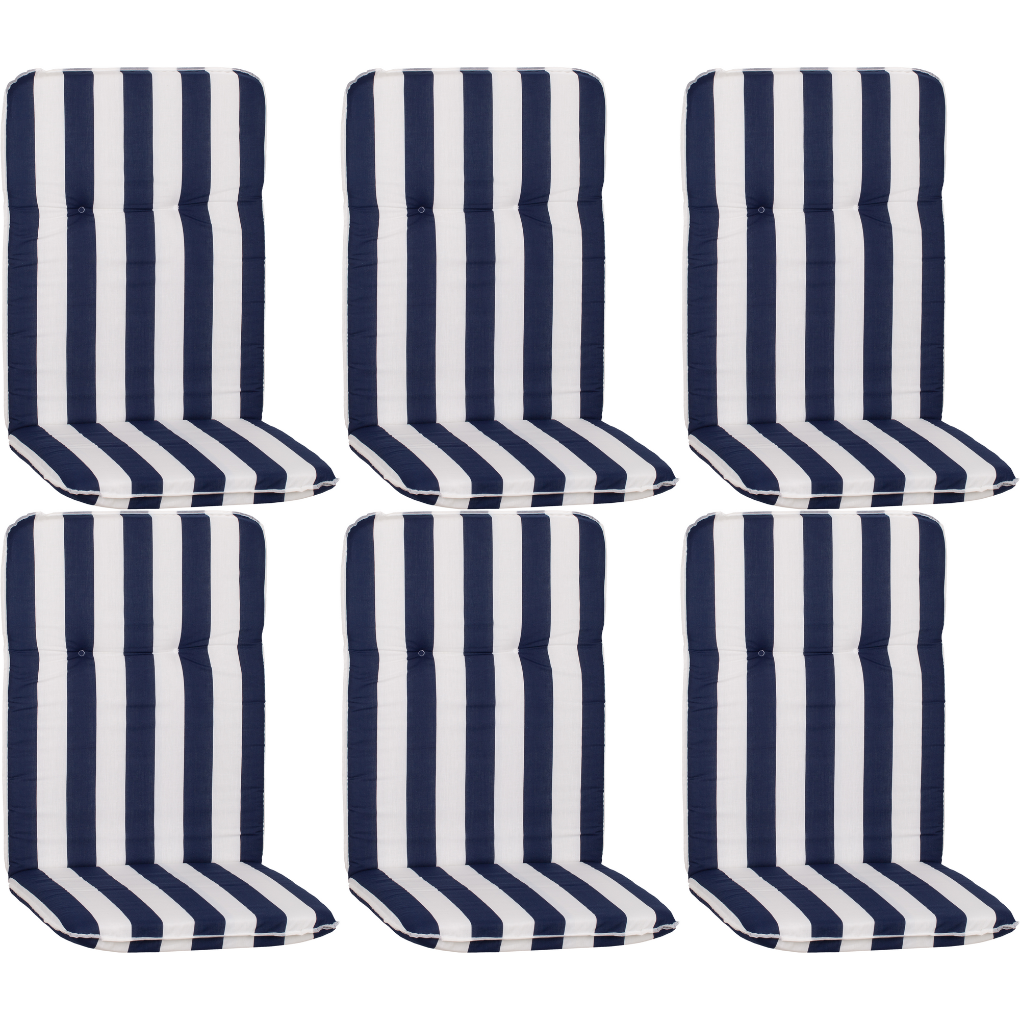 Hochlehner-Auflagen-Set 'Bali' weiß/blau 47 x 114 x 5 cm 6 Stück