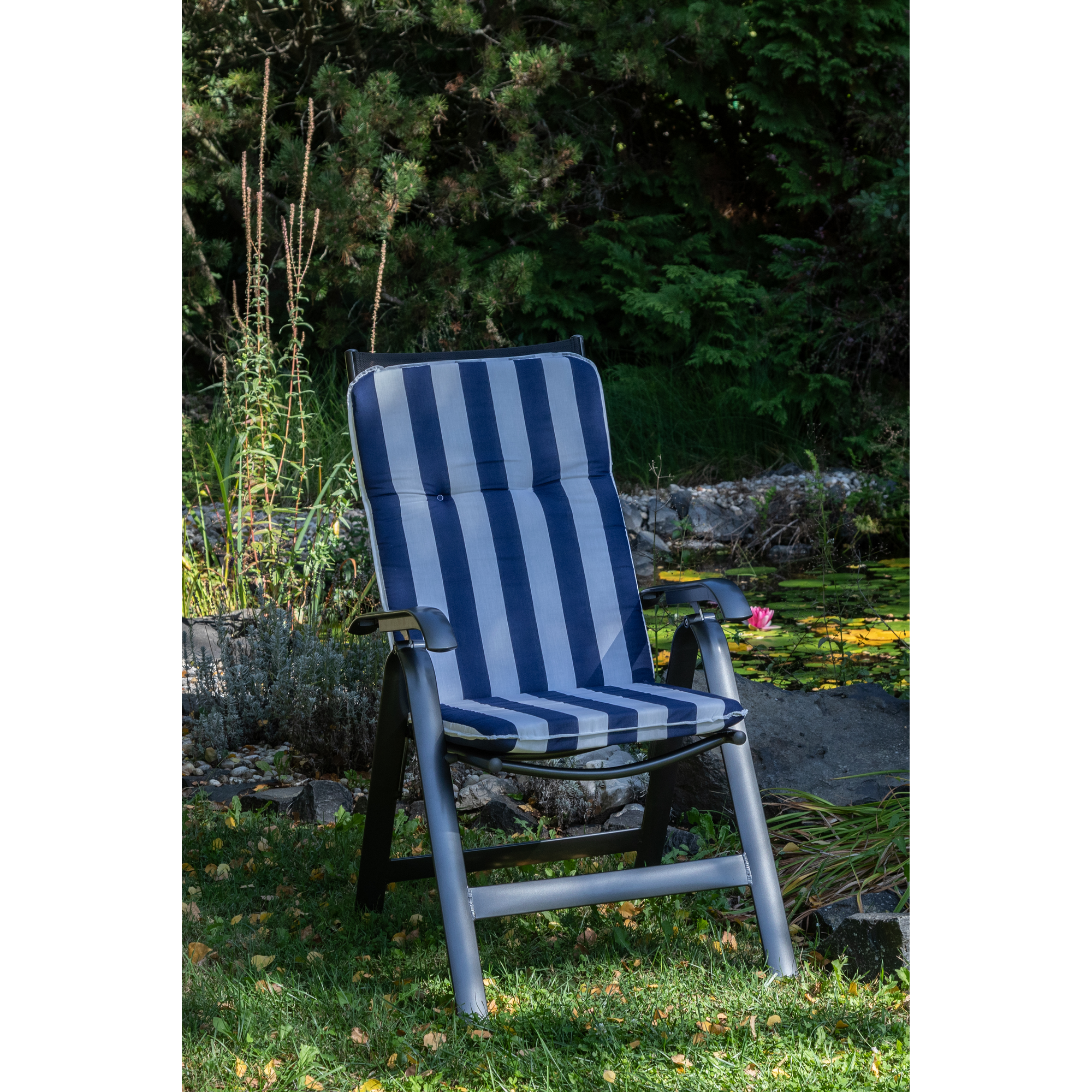 Hochlehner-Auflagen-Set 'Bali' weiß/blau 47 x 114 x 5 cm 6 Stück