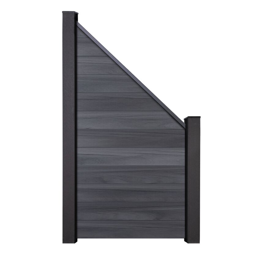 Steckzaun 'Solid' BPC schräg steingrau 90 x 180/90 cm