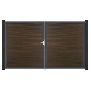Doppeltor 'Solid' BPC/Aluminium DIN links walnussfarben/anthrazit 300 x 180 cm