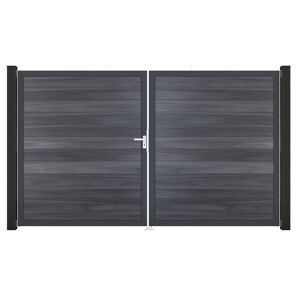 Doppeltor 'Solid' BPC/Aluminium DIN links steingrau/anthrazit 300 x 180 cm