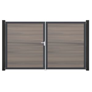 Doppeltor 'Solid' BPC/Aluminium DIN links braun/grau/silber/anthrazit 300 x 180 cm