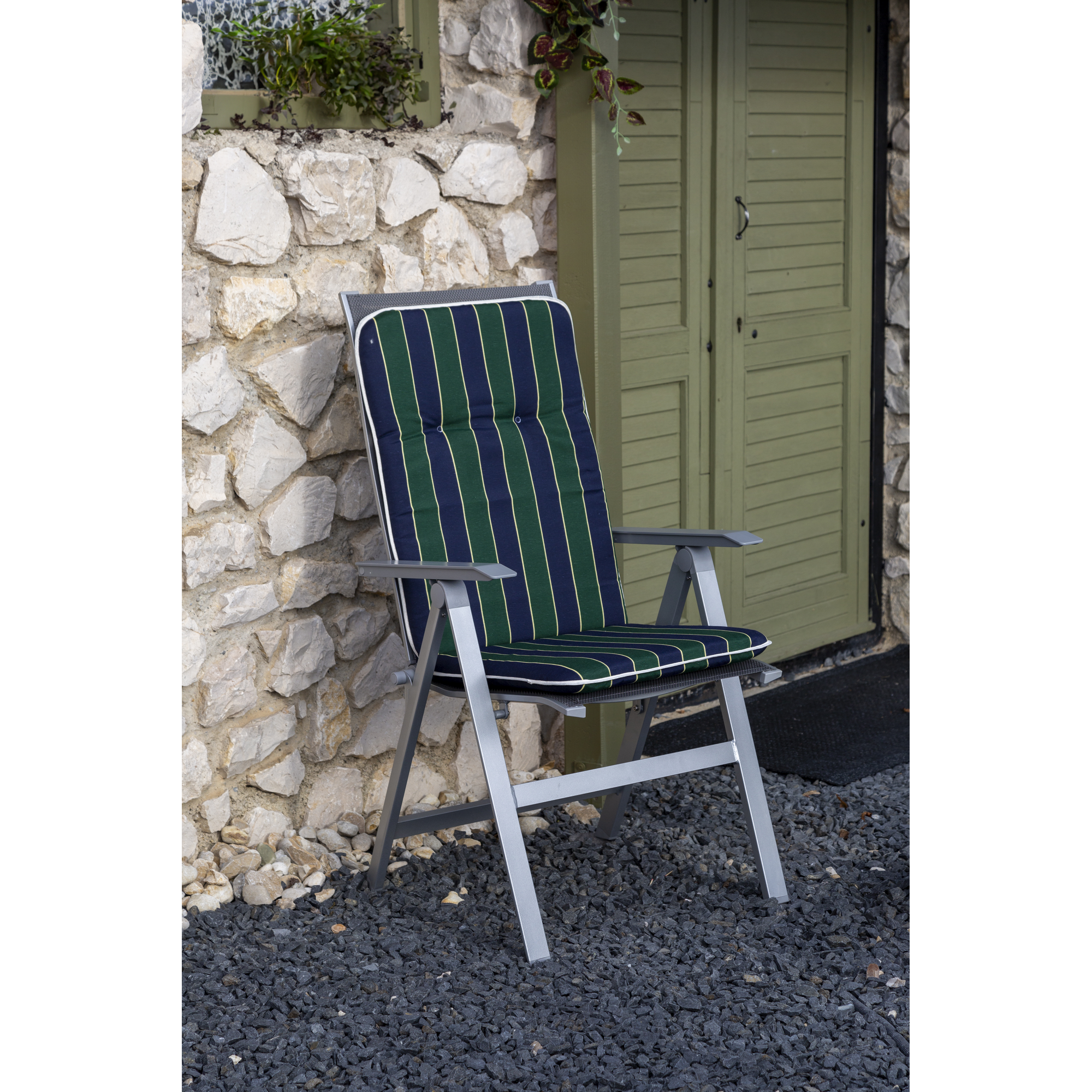 Hochlehner-Auflagen-Set 'Bali' grün/blau 47 x 114 x 5 cm 6 Stück
