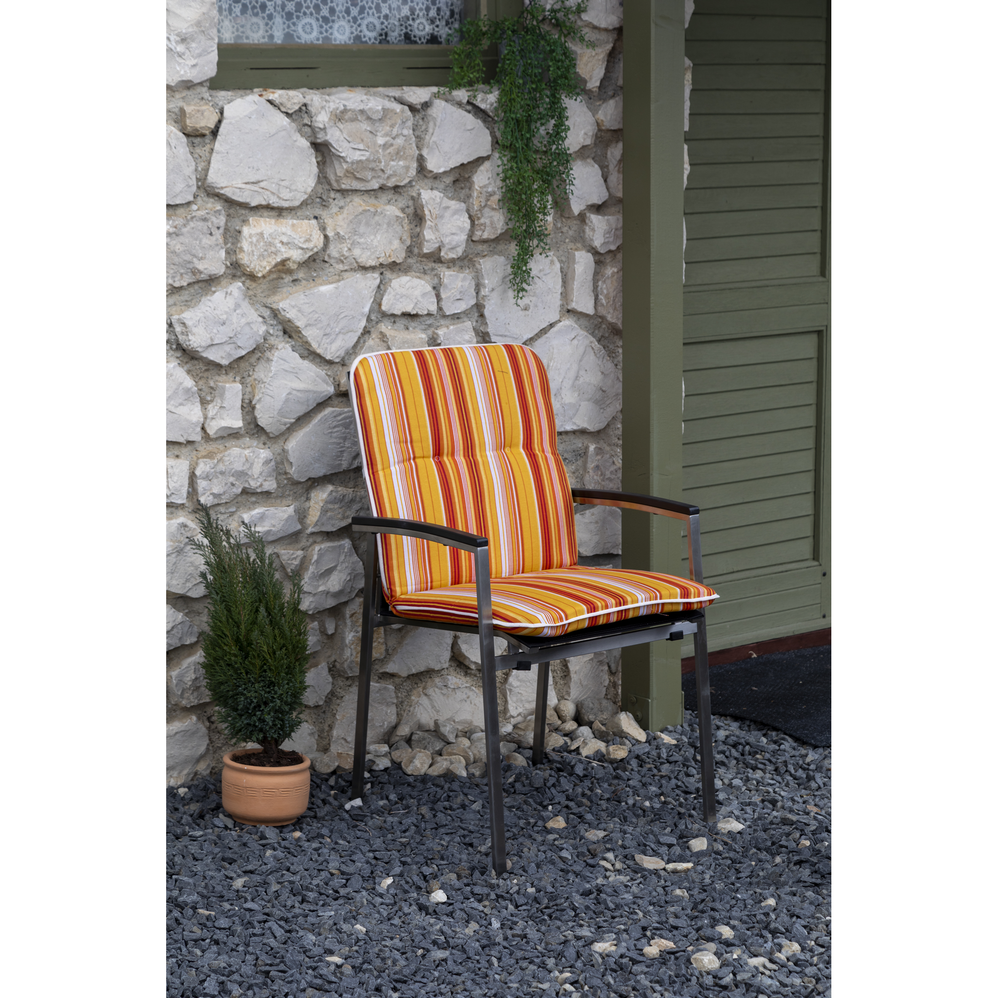 Niedriglehner-Auflagen-Set 'Bali' orange/weiß 47 x 96 x 5 cm 4 Stück