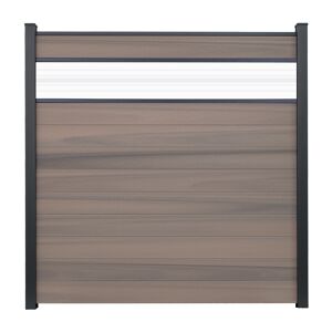Steckzaun 'Solid' BPC braun/bi-color mit 30 cm Glaseinsatz 180 x 180 cm