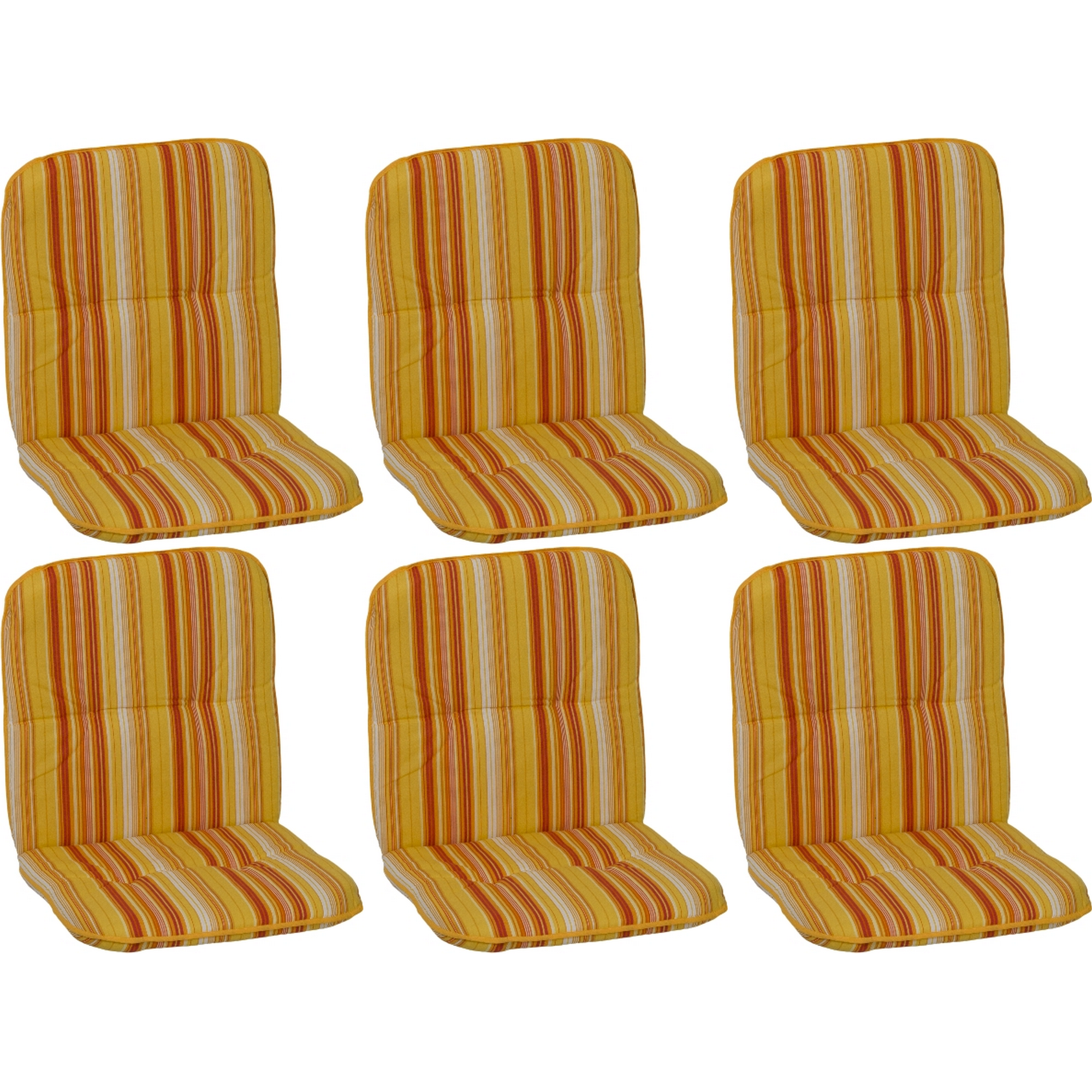 Niedriglehner-Auflagen-Set 'Bali' orange/weiß 47 x 96 x 5 cm 6 Stück