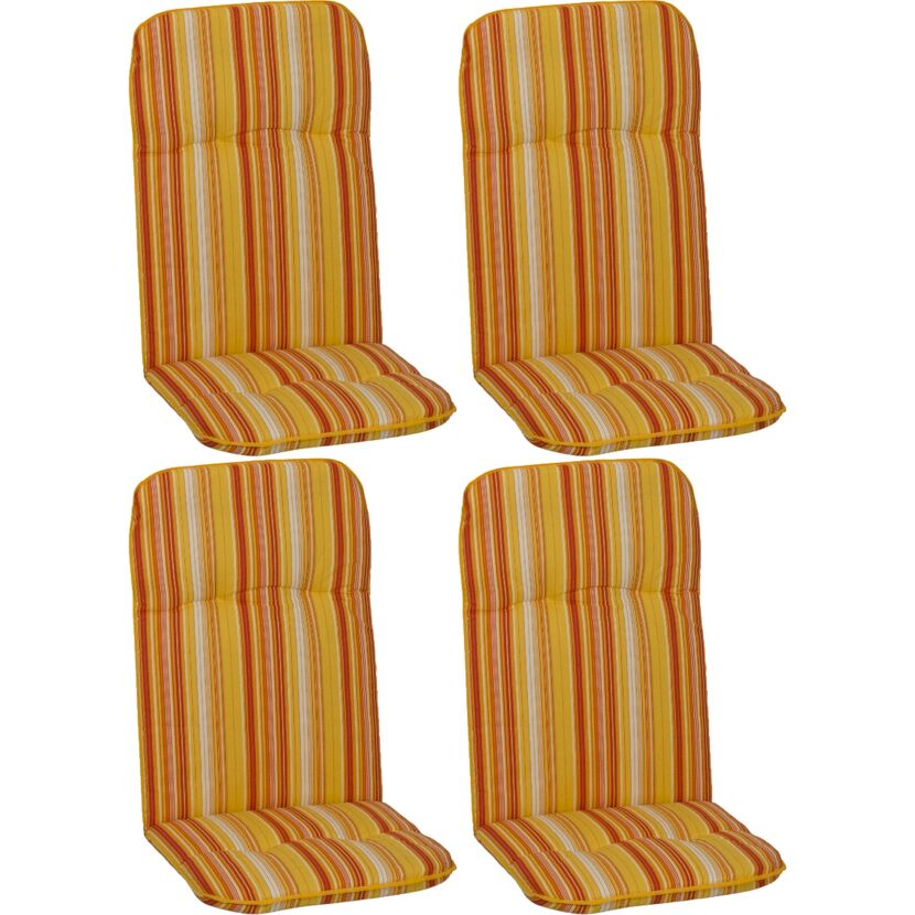 Hochlehner-Auflagenset 'Edremit' orange/weiß 47 x 114 x 5 cm 4 Stück