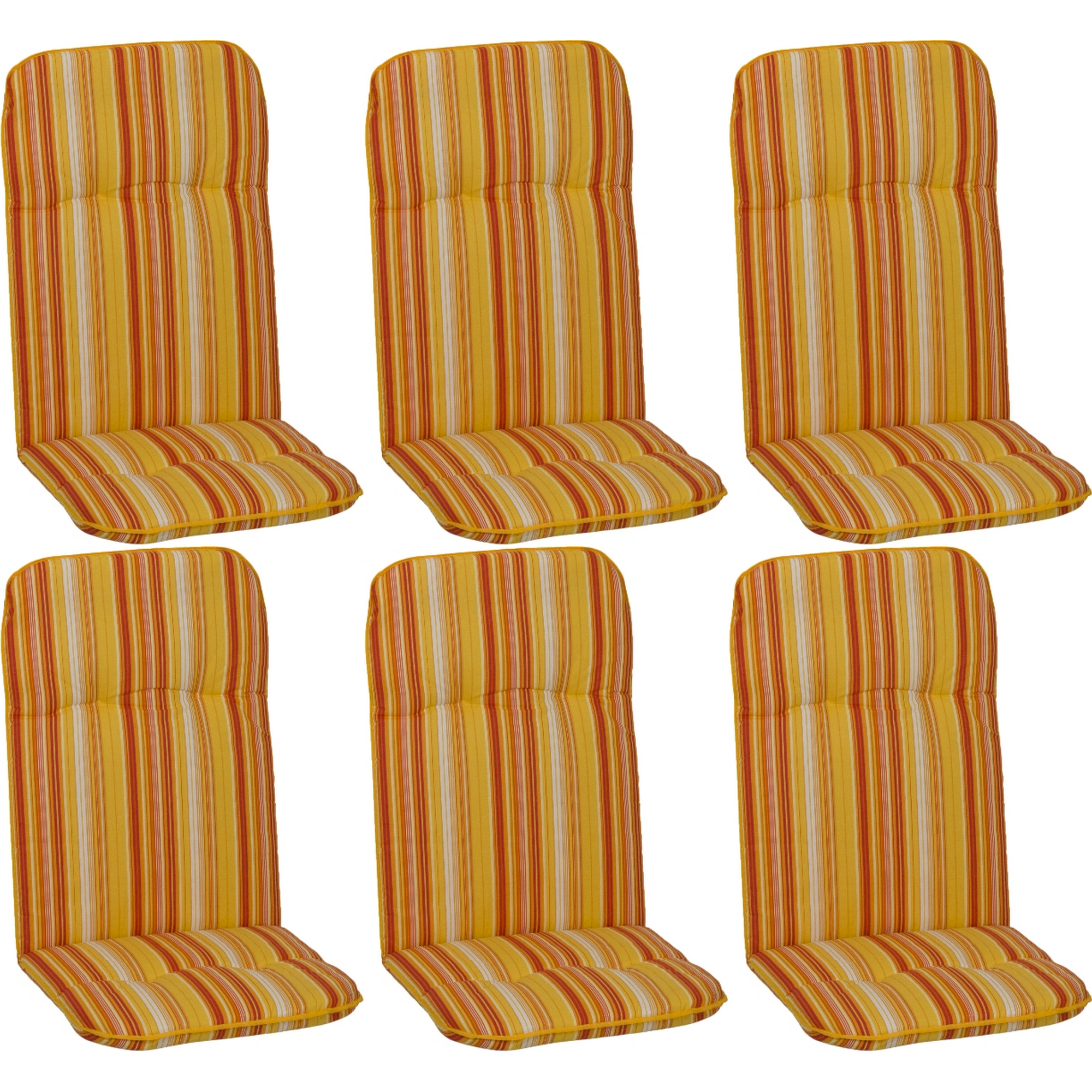 Hochlehner-Auflagen-Set 'Bali' orange/weiß 47 x 114 x 5 cm 6 Stück
