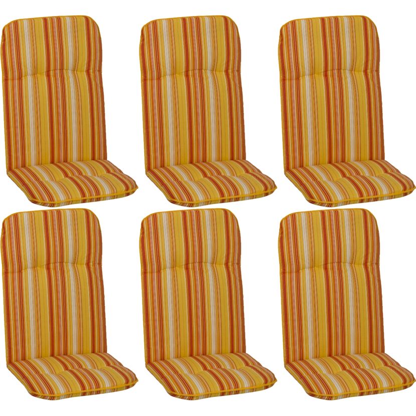 Hochlehner-Auflagenset 'Edremit' orange/weiß 47 x 114 x 5 cm 6 Stück