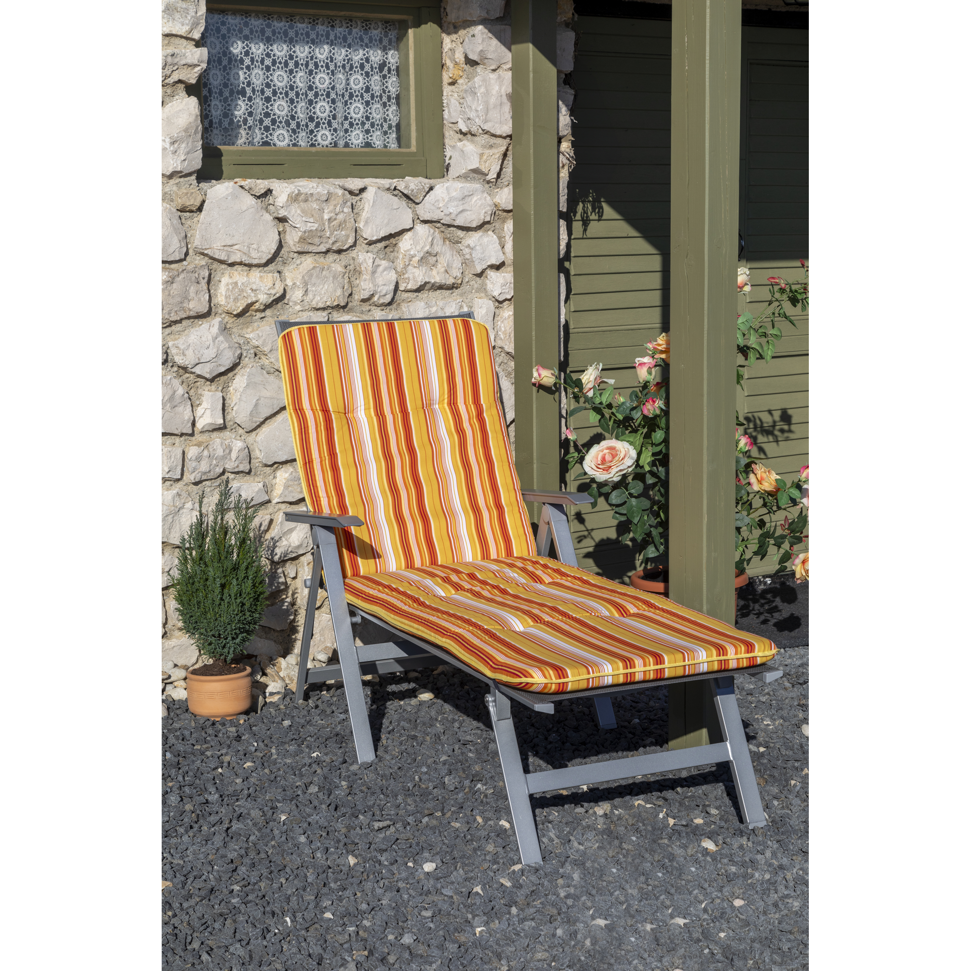 Liegen-Auflage 'Bali' orange/weiß 60 x 193 x 5 cm