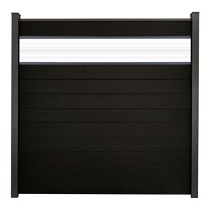 Steckzaun 'Solid' BPC mit 30 cm Glaseinsatz schwarz 180 x 180 cm