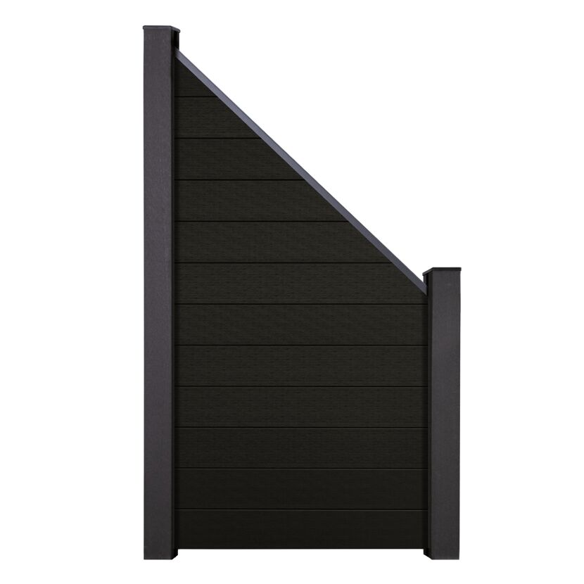 Steckzaun 'Solid' BPC schräg schwarz 90 x 180/90 cm