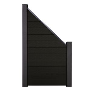 Steckzaun 'Solid' BPC schräg schwarz 90 x 180/90 cm