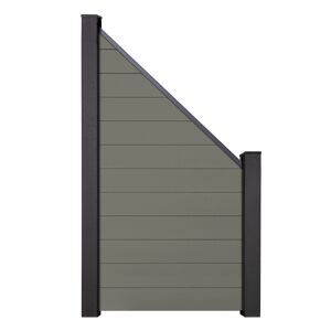 Steckzaun 'Solid' BPC schräg grau 90 x 180/90 cm