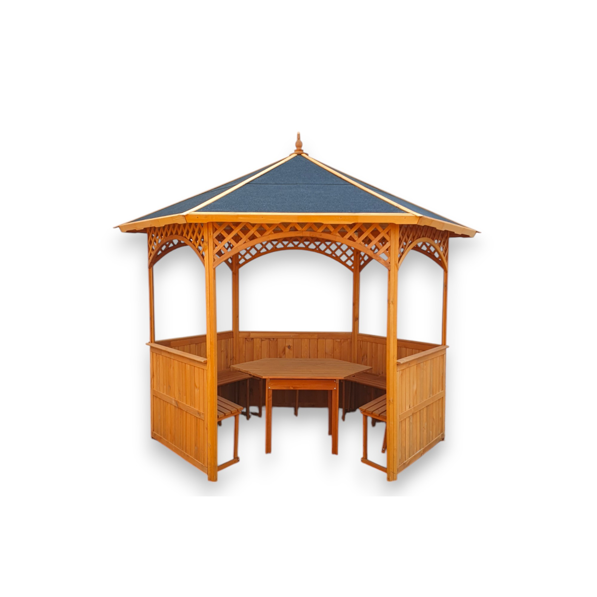 Pavillon 'Palma' Holz grau inklusive Möbel 326 x 280 x 326 cm