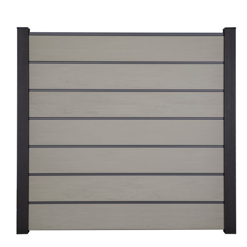 Steckzaun 'Solid Grande Premium' BPC/Aluminium Sandfarben/anthrazit 180 x 180 cm