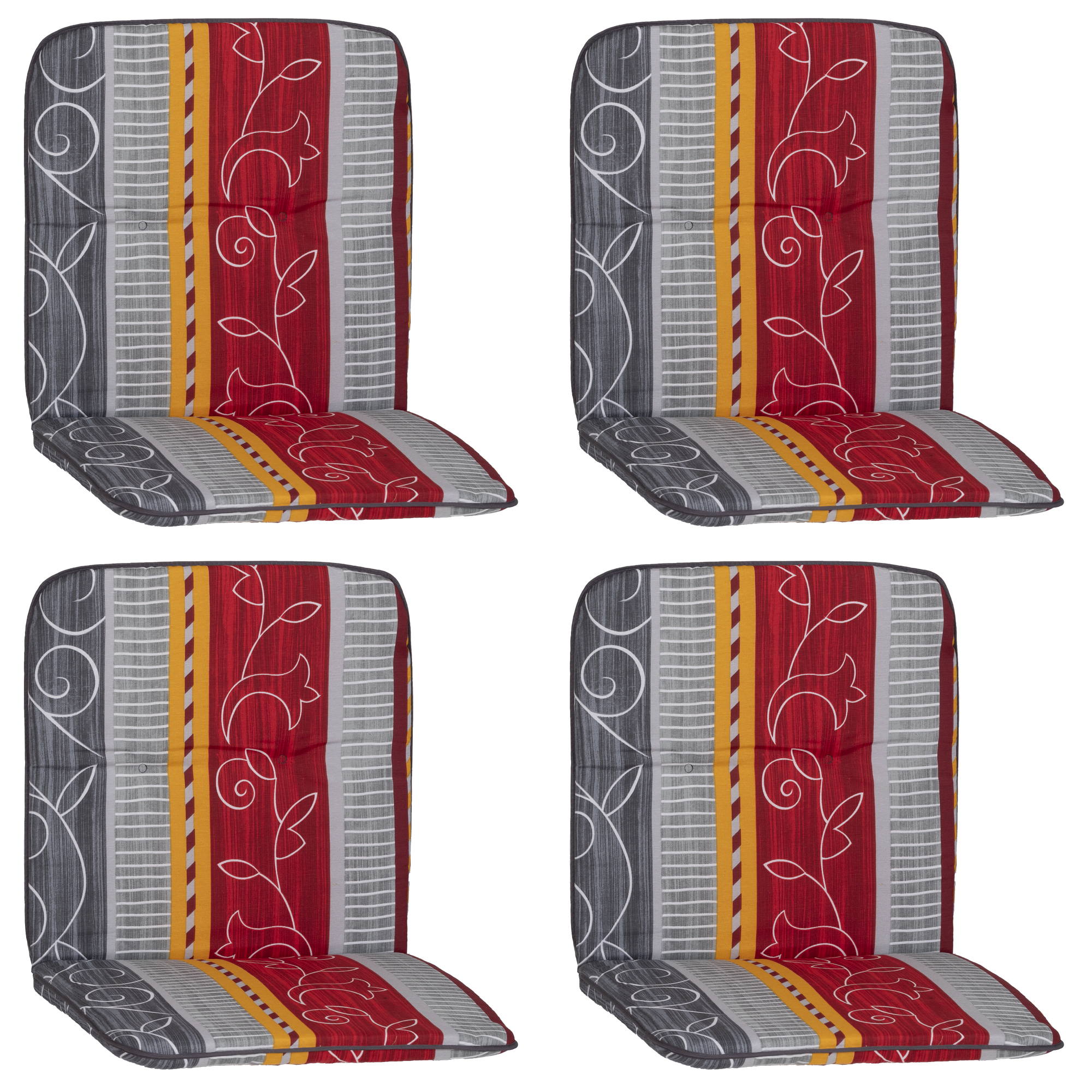Niedriglehner-Auflagen-Set 'Bali' bordeaux/grau 47 x 96 x 5 cm 4 Stück